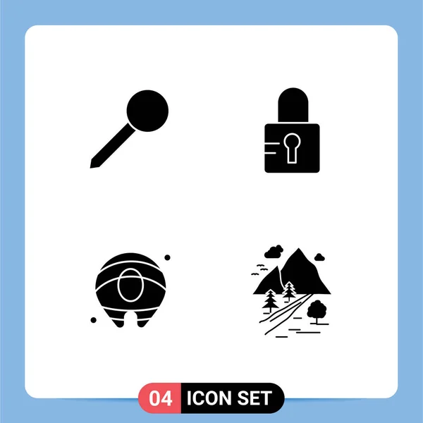 Set Dari Komersial Solid Glyphs Pack Untuk Peta Salmon Mark - Stok Vektor