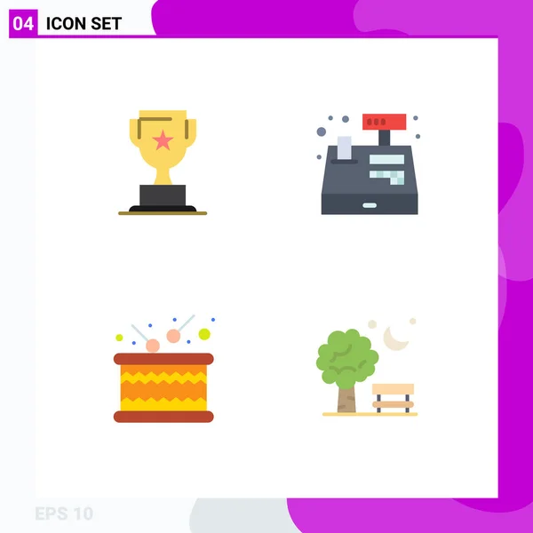 Set Modern Icons Sysymbols Signs Award Timbrel Marketing Register Sound — Vector de stock