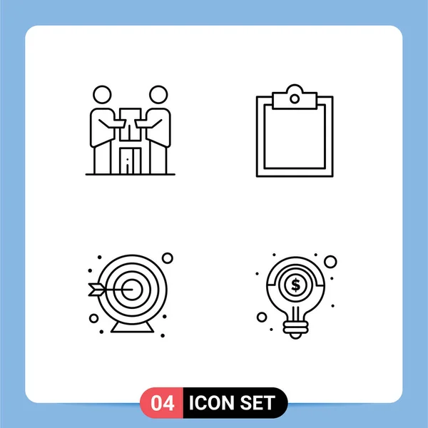 Symboles Icône Universelle Groupe Couleurs Plates Filledline Modernes Affaires Objectif — Image vectorielle