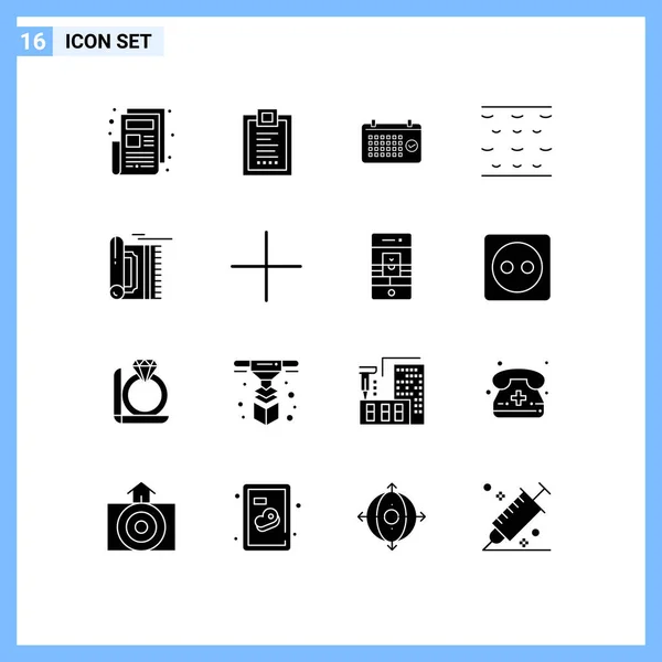 Set Modern Icons Symbols Signs Praying Waves Calendar Water Time — Stock Vector