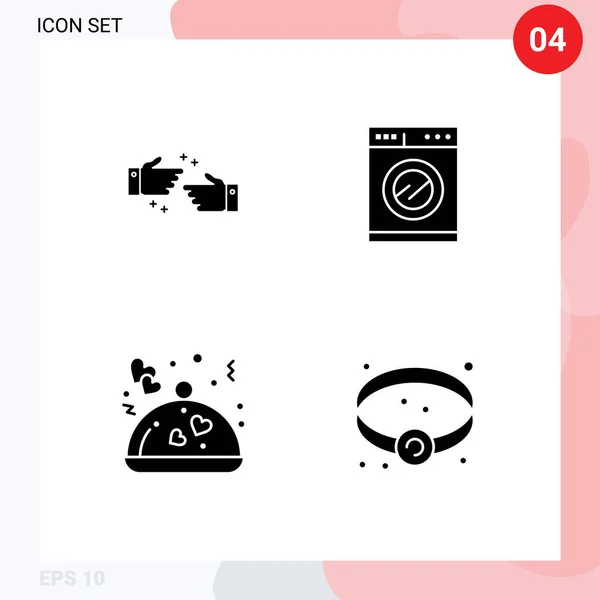 솔리드 Modern Solid Glyphs 로맨틱 Editable Vector Design Elements — 스톡 벡터