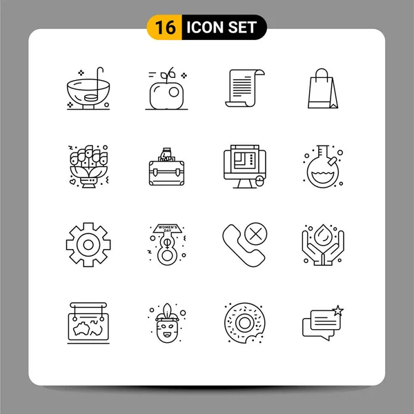 集16个现代Ui图标为花束 手提包 Usa可编辑向量设计元素的符号符号 — 图库矢量图片
