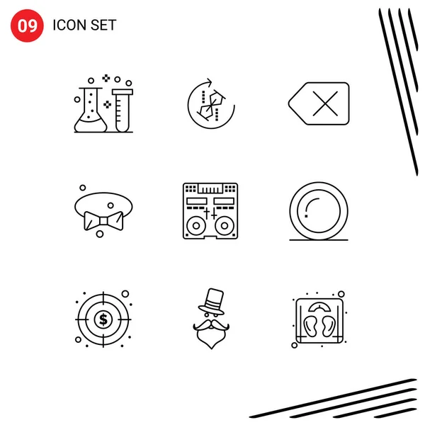 Group Modern Outlines Set Tie Puzzle Dress Delete Editable Vector — Διανυσματικό Αρχείο