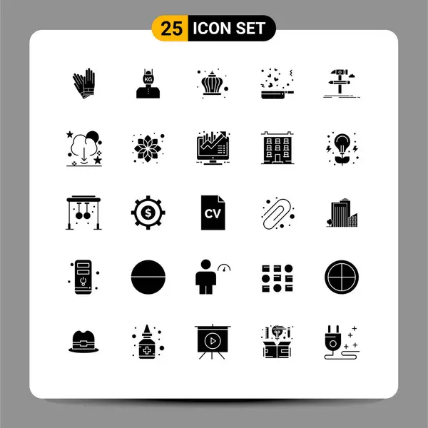 Pack Interface Utilisateur Glyphes Solides Base Construction Amour Poids Nourriture — Image vectorielle