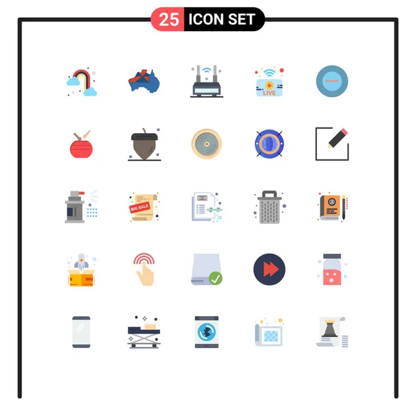 Universal Icon Symbols Group Modern Flat Colors Live Internet Broadcasting — Stockový vektor