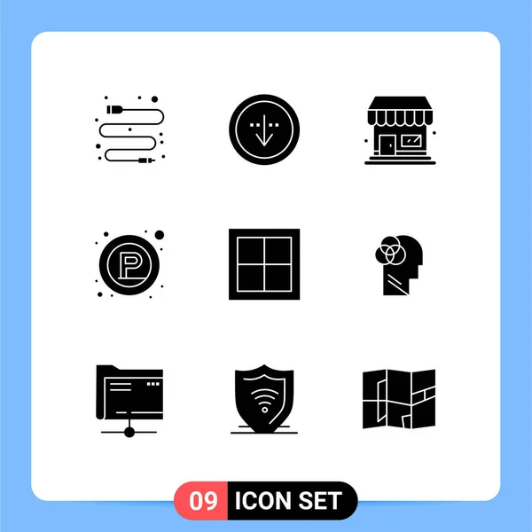 User Interface Pack Mit Basic Solid Glyphen Von Haus Wohnung — Stockvektor