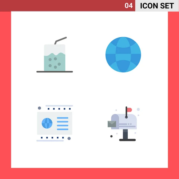 Creative Icons Modern Signs Sycocktail Cocktail Payment Globe Card Environment — Archivo Imágenes Vectoriales