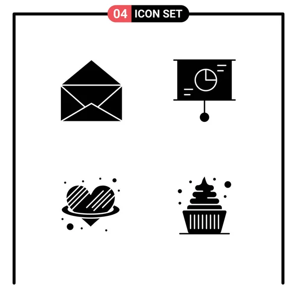 Stock Vector Icon Pack Line Signs Symbols Message Love Business — Stock Vector