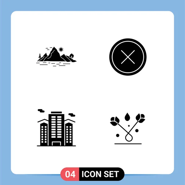 Set Modern Icons Sysymbols Signs Nature Remove Mountain Close Office — Archivo Imágenes Vectoriales