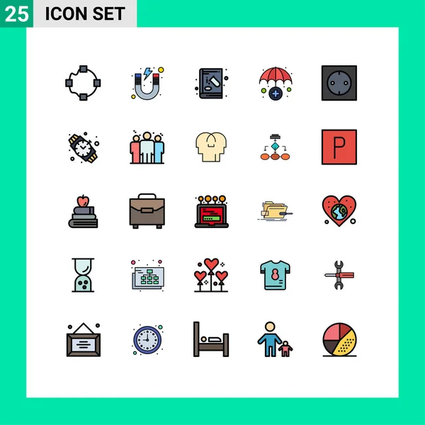 Universal Icon Symbols Group Modern Filled Line Flat Colors Electronic — Vetor de Stock