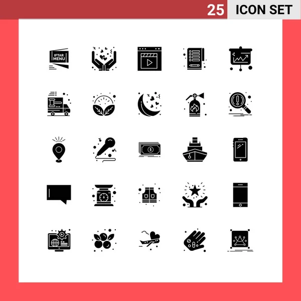 Universal Icon Symbols Group Modern Solid Glyphs Projector Clipboard Love — 스톡 벡터