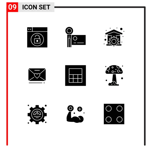 Stock Vector Icon Pack Mit Zeilenzeichen Und Symbolen Für Herz — Stockvektor