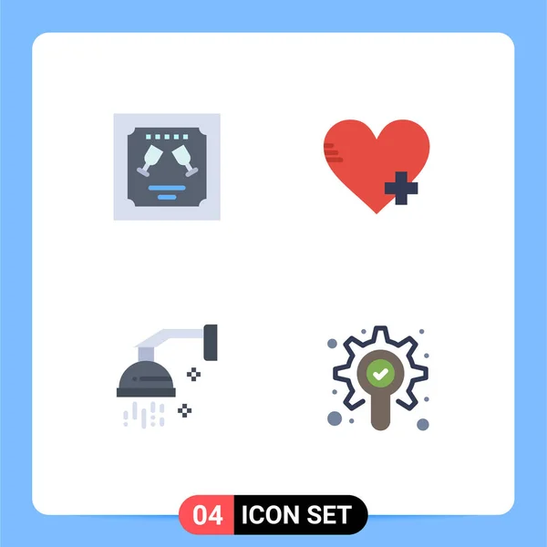 Flat Icon Pack Símbolos Universais Cartão Cosméticos Carta Coração Chuveiro — Vetor de Stock