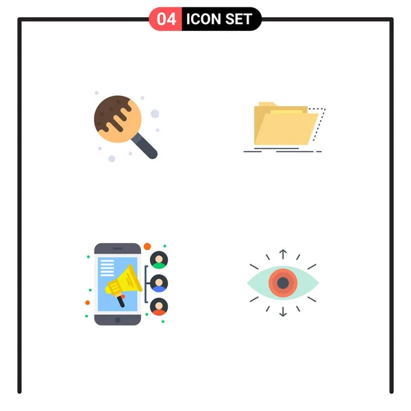 Icône Plate Pack Symboles Universels Bonbons Connexion Bonbons Répertoire Travail — Image vectorielle