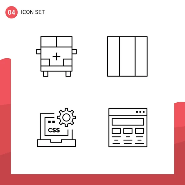 Set Vector Filledline Flat Colors Grid Ambulance Css Transportation Layout — Vector de stock