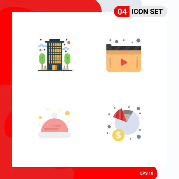 Set Modern Icons Sysymbols Signs Building Toddler Media Play Finance — Vector de stock