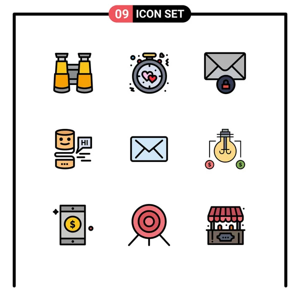 Set Modern Icons Sysymbols Signs Message Email Mail Mail Big — Vector de stock