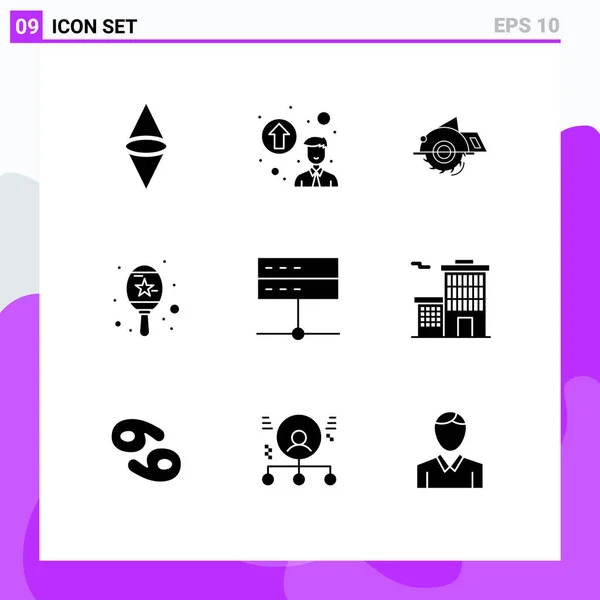 Set Modern Icons Sysymbols Signs Devices Admin Building Music Instrument — Archivo Imágenes Vectoriales