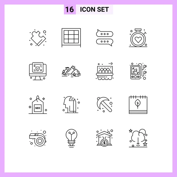 Universal Icon Symbols Group Modern Outlines Insurance Online Message Computer — Stock Vector
