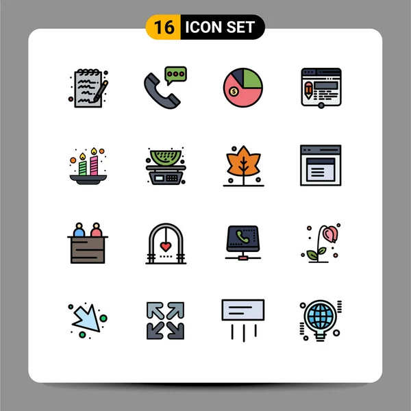 Creative Icons Modern Signs Sysymbols Candles Website Analysis Page Edit — Vector de stock