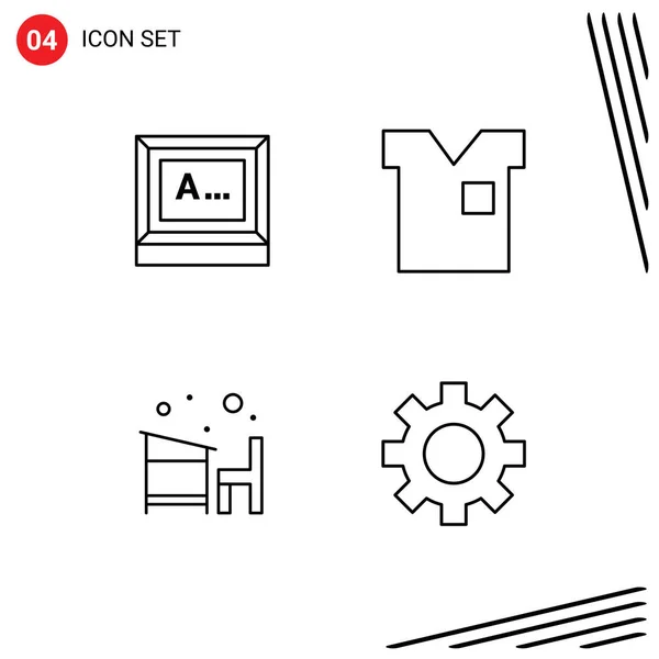 Creative Icons Modern Signs Sysymbols Screen Chair Monitor Fashion Education — Vector de stock