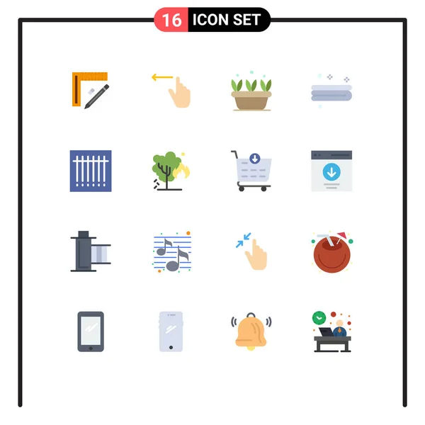 Modern Set Flat Colors Pictograph Code Towel Left Cleaning Spring — Stock Vector