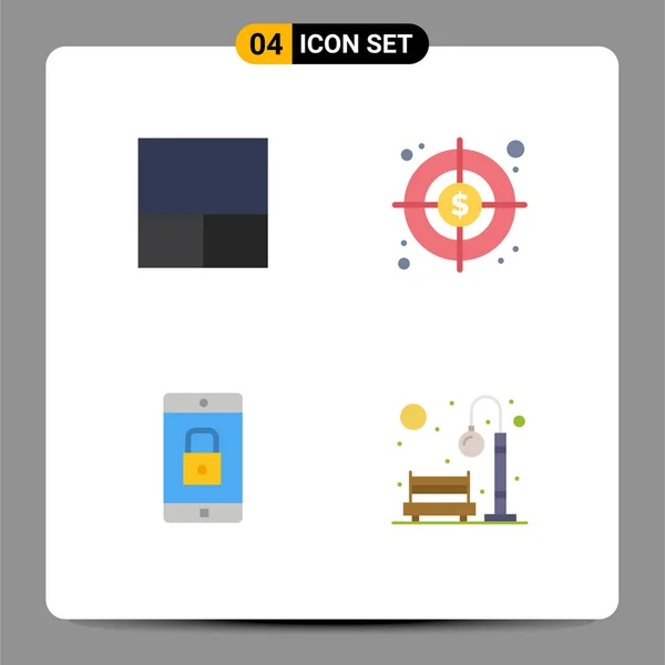 Thematic Vector Flat Icons Editable Sysymbols Grid Mobile Application Target — Vector de stock