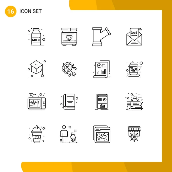 2014 Mobile Interface Outline Set Pictograms School Education Tools Mail — 스톡 벡터