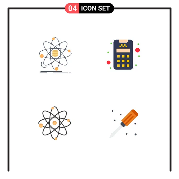 Gruppe Von Modernen Flachen Symbolen Set Für Analyse Chemie Forschung — Stockvektor
