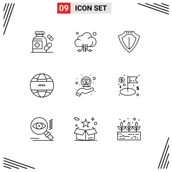 Universal Icon Symbols Group Modern Outlines Support Help Protection Hand — Stockvektor