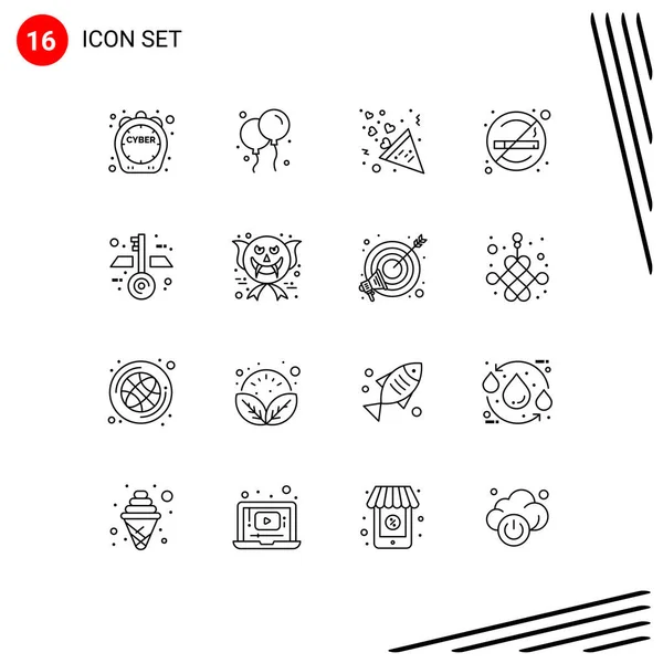 Stock Vector Icon Pack Mit Linienzeichen Und Symbolen Für Schlüssel — Stockvektor