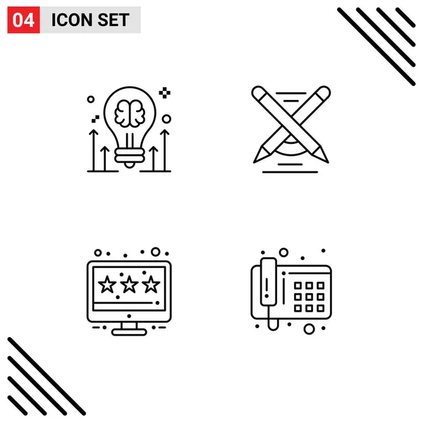 Set Modern Icons Sysymbols Signs Brain Rating Idea Pen Sale — Vector de stock