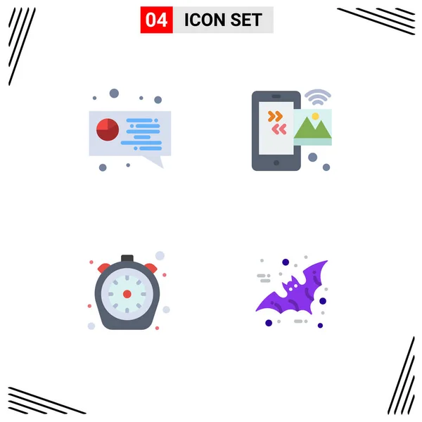 Stock Vector Icon Pack Mit Zeilenzeichen Und Symbolen Für Chat — Stockvektor