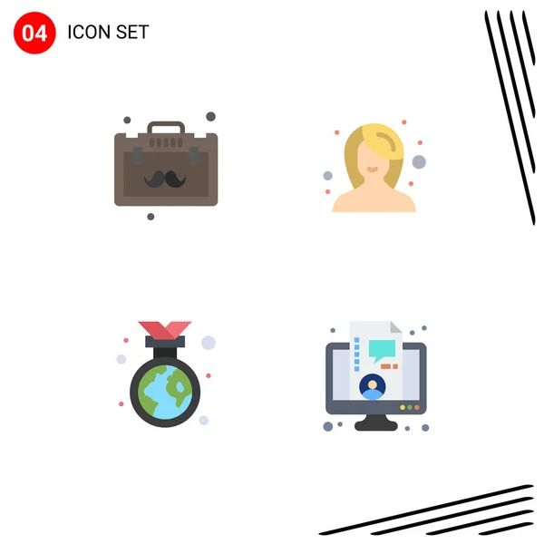 Set Von Vector Flat Icons Grid Für Aktentasche Erde Tag — Stockvektor