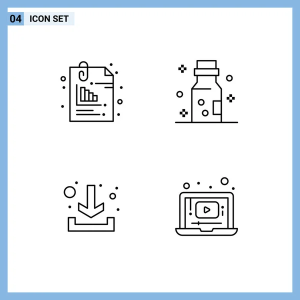 Modern Set Filledline Flat Colors Symbols Attachment Download Office Chemistry — Stock Vector