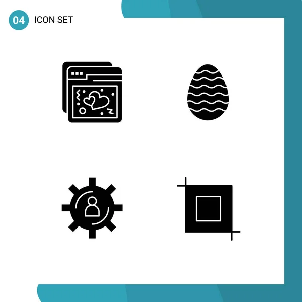 Pack Creative Solid Glyphs Internet Gear Web Easter Egg Production — Stock Vector