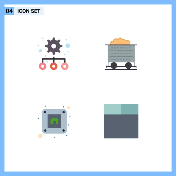 Modernes Set Von Flachen Symbolen Piktograph Der Hierarchie Stecker Wagen — Stockvektor