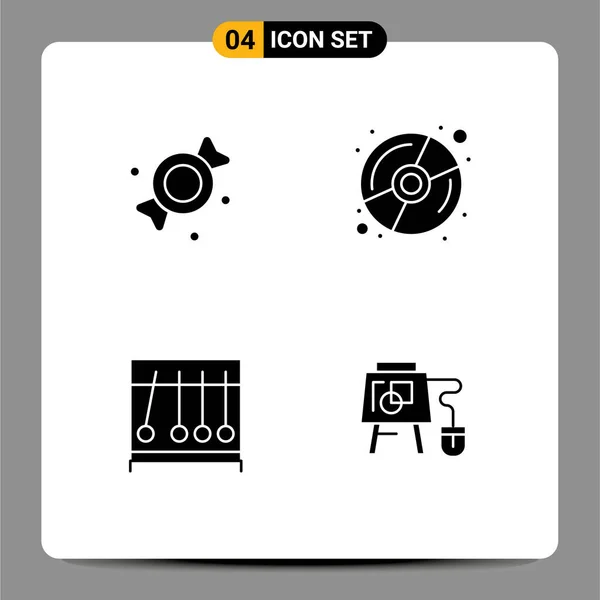 Universal Icon Symbols Group Modern Solid Glyphs Bonbon Medicine Disk — Stockový vektor