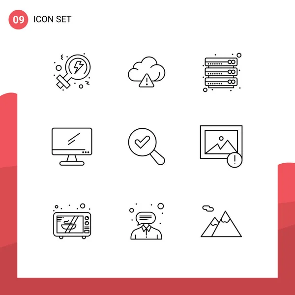 Set Modern Icons Sysymbols Signs View Find Files Device Editable — Archivo Imágenes Vectoriales