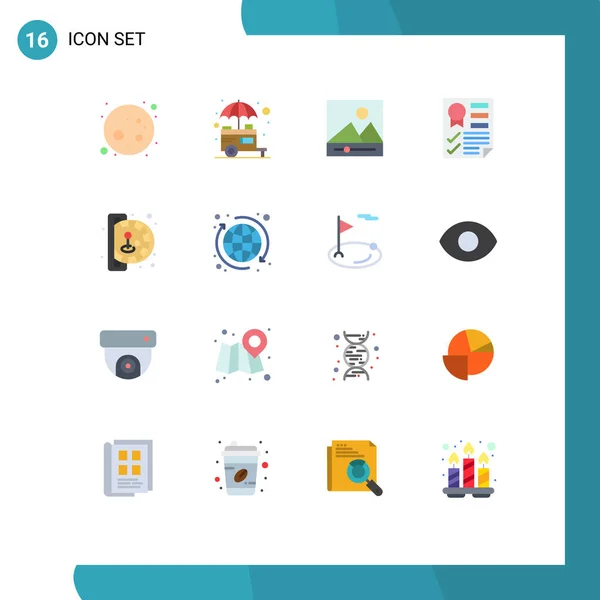 Universal Icon Symbols Group Modern Flat Cores Diversão Fita Galeria — Vetor de Stock