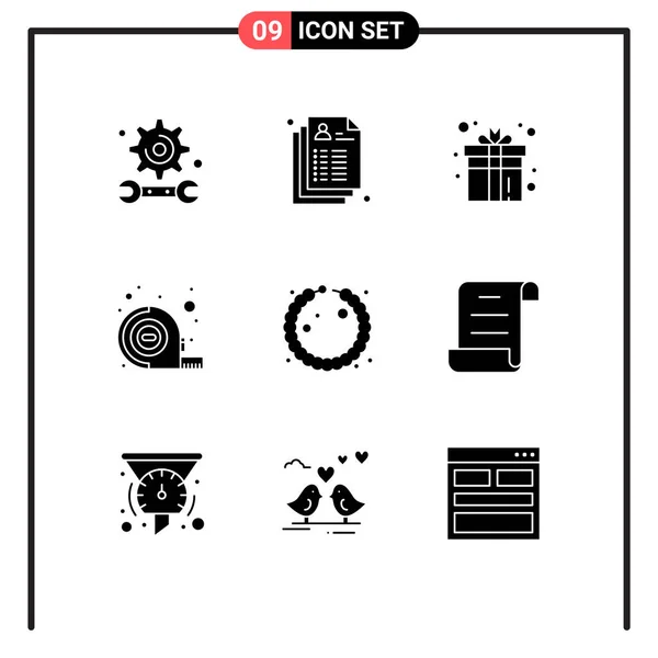 Set Modern Icons Sysymbols Signs Jewelry Tool Gift Tape Play — Archivo Imágenes Vectoriales