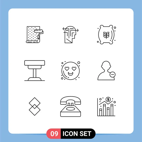 Universal Icon Symbols Group Esboços Modernos Mesa Móveis Cabeça Mesa —  Vetores de Stock