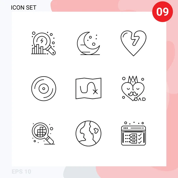 User Interface Outline Pack Modern Signs Symbols Dad Target Infarct — Stock Vector