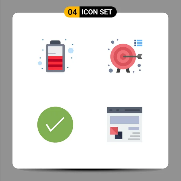 4移动和应用网站电池的平面图标概念 勾选可编辑向量设计元素 — 图库矢量图片