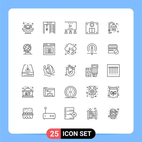 Stock Vector Icon Pack Líneas Símbolos Para Ducha Limpieza Publicidad — Vector de stock