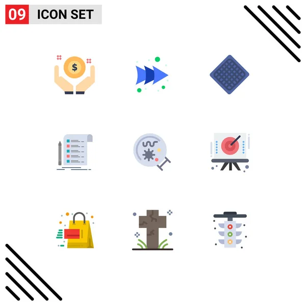 Universal Icon Symbols Group Modern Flat Színek Laboratóriumi Ellenőrző Lista — Stock Vector