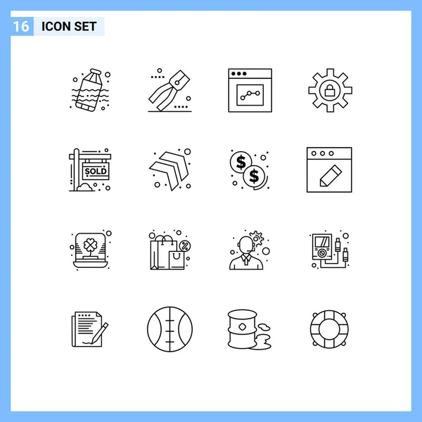 Universal Icon Symbols Group Modern Outlines Sold House Communication Support — Vetor de Stock