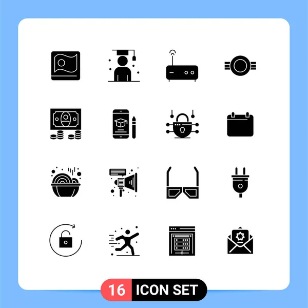 Vector Icon Pack Line Signs Symbols Cash Plain Student Military — 스톡 벡터