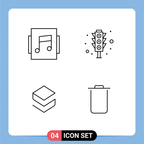 四行符号及专辑 交通信号 可编辑矢量设计元素的库存矢量包装 — 图库矢量图片