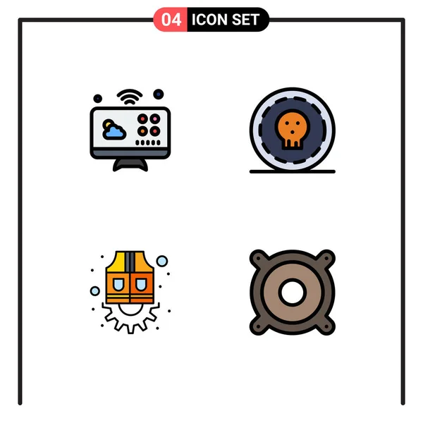 Interfejs Użytkownika Filledline Flat Color Pack Nowoczesnych Znaków Symboli Komunikacji — Wektor stockowy